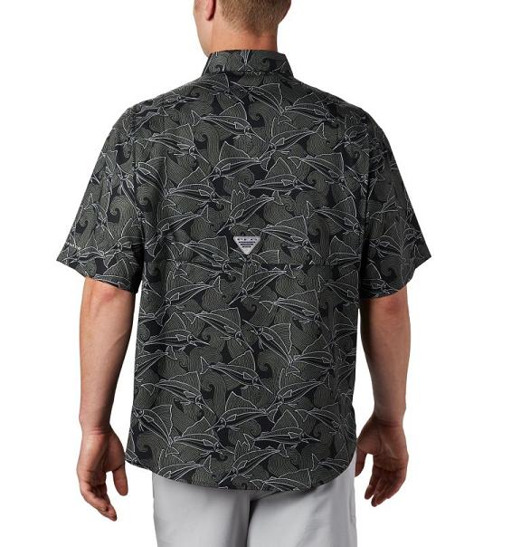 Columbia PFG Super Tamiami Shirts Black Wave For Men's NZ60813 New Zealand